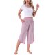 thumbnail image 2 of Pantalones Capri de Pierna Ancha de Rayón para Mujer de INSPIRE CHIC con Cintura Alta, Dobladillo Dividido Curvado y Bolsillos X-Large Rosa, 2 of 6