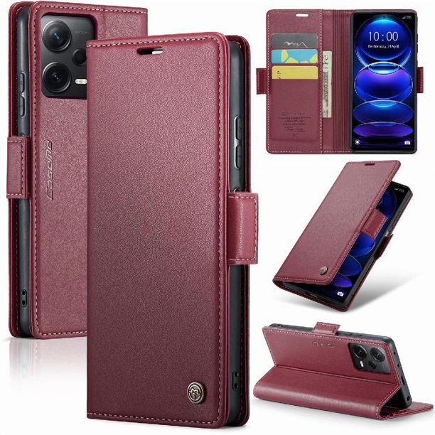 CaseMe tipo cartera Xiaomi Redmi Note 12 Pro Plus con cierre magnético, RFID, tarjetero, soporte, carga inalámbrica