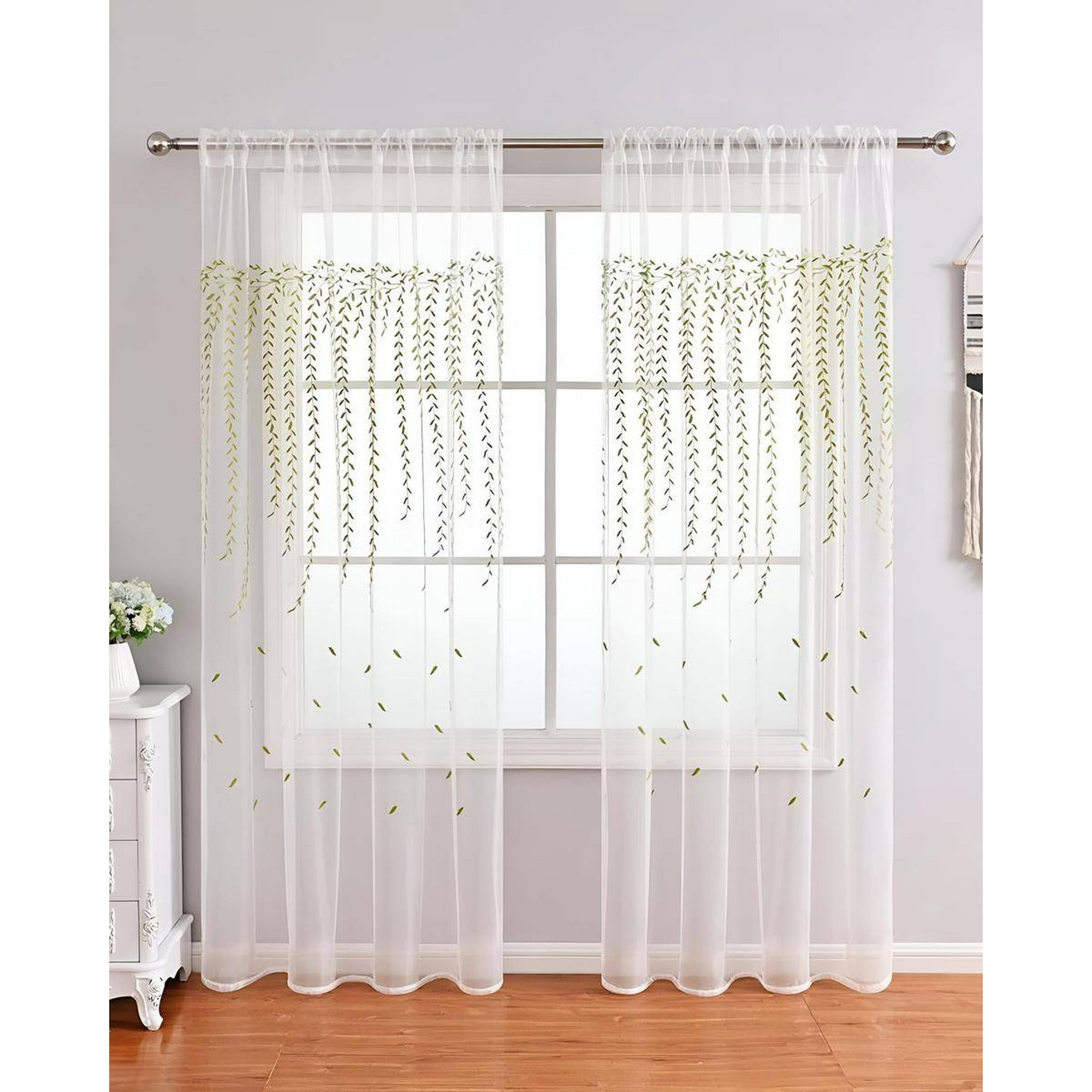 Genérico - 2 Panel De Cortina Visillo Transparente Con Textura 140x230cm