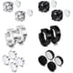 thumbnail image 2 of Pendientes magnéticos de acero inoxidable para hombre y mujer, con forma de cruz, sin perforaciones, con circonita negra, hipoalergénicos., 2 of 7