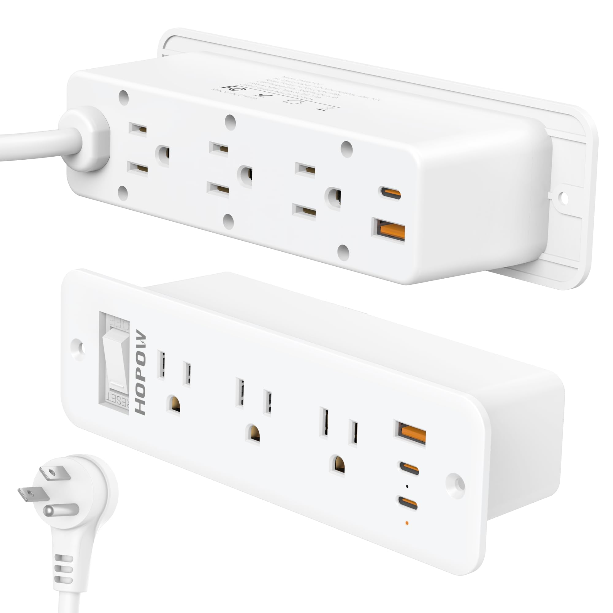 Power Strip Hopow Montaje Empotrado 6 Salidas 5 Puertos Usb