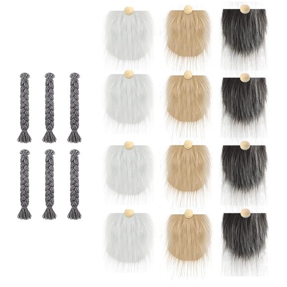 Tela de piel sintética Gnome Beard Costume DIY Muñecas hechas a mano Gnome Nose Crafting Craft Cosplay Bolas de madera sin terminar para el hogar , 4Blanco 4Caqui 4Gris 18cmx9cm