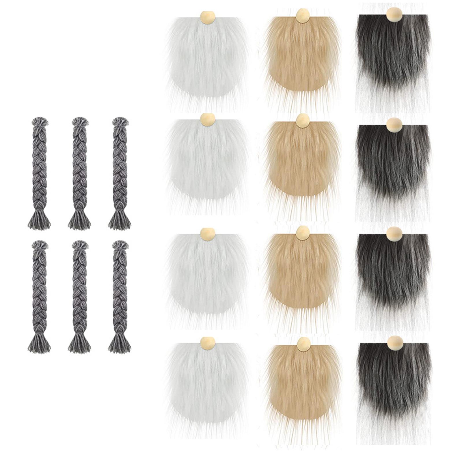 Magideal - Tela De Piel Sintética Gnome Beard Costume Diy Muñecas Hechas A Mano Gnome Nose Crafting Craft Cosplay Bolas De Madera Sin Terminar Para El Hogar , 4Blanco 4Caqui 4Gris 18Cmx9Cm