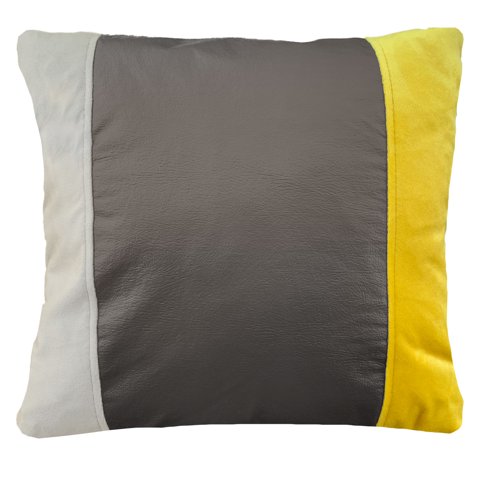 Elizabeth Peper - Funda Cojin Decorativo Ecocuero Cafe Beige Amarillo 45X45