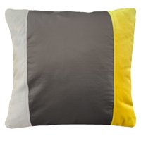 Elizabeth Peper - Funda Cojin Decorativo Ecocuero Cafe Beige Amarillo 45X45