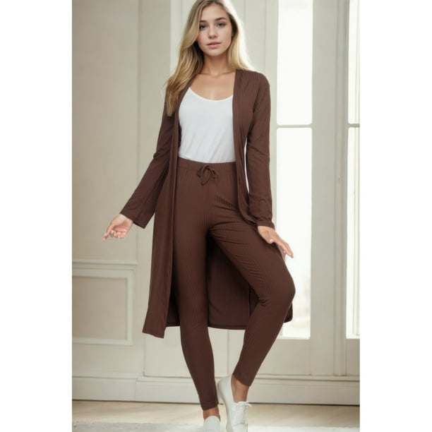 Conjunto de Cárdigan Largo y Leggings de Canalé