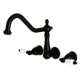 thumbnail image 1 of Grifo romano para bañera Kingston Brass Heritage de montaje en pared, negro mate, 1 of 7