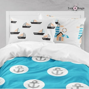 Milsleep - Ancla Náutica Faro Barco De Vela Gaviota Colección De Ropa De Cama Infantil Grande