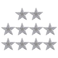 Bothyi - 10X Parches De Estrella De Diamantes De Imitación, Reparación De Apliques, Accesorios De Costura Plateados