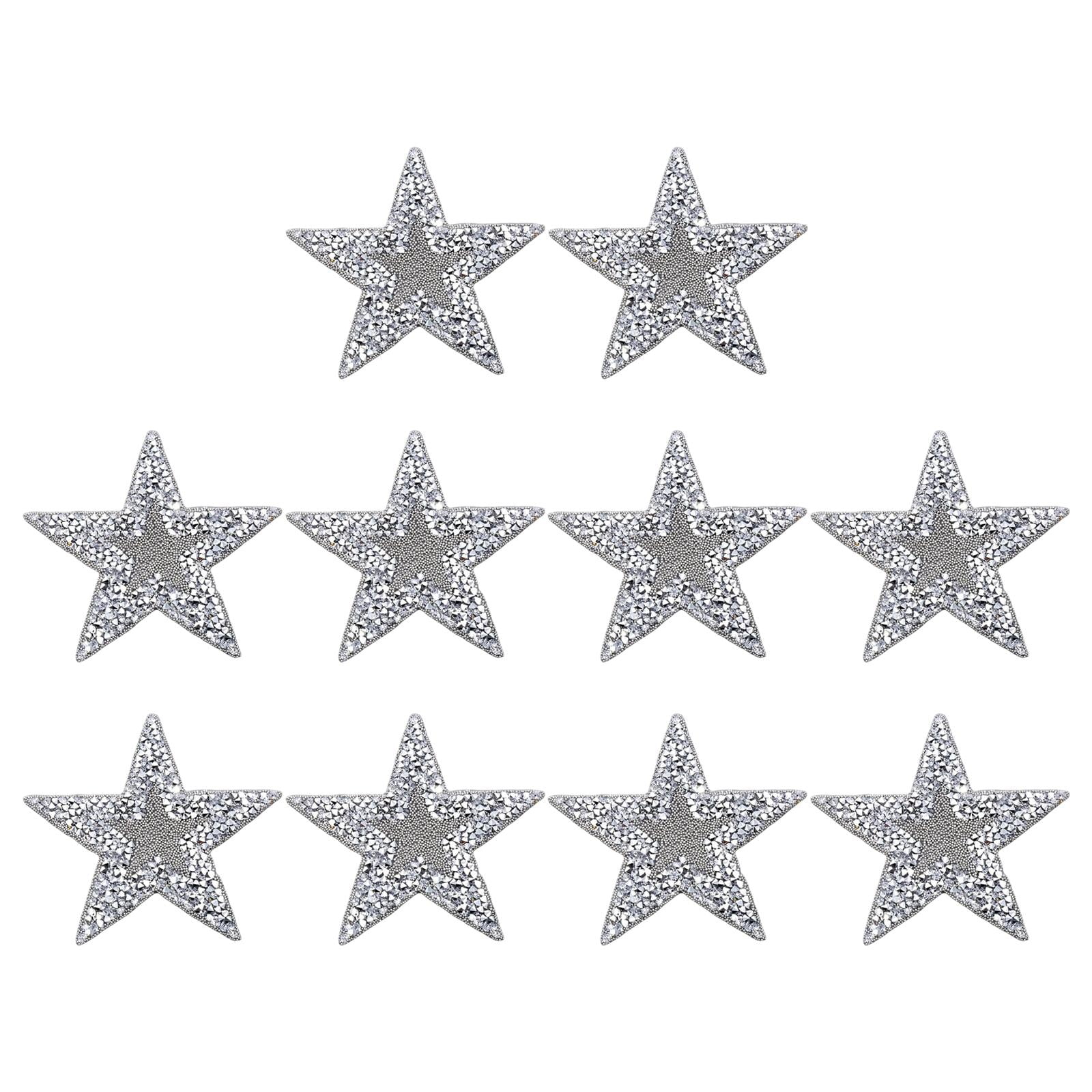 Bothyi - 10x Parches De Estrella De Diamantes De Imitación, Reparación De Apliques, Accesorios De Costura Plateados