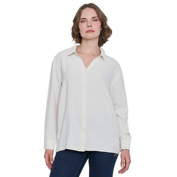 Blusa Mujer Camisera Ecru Corona