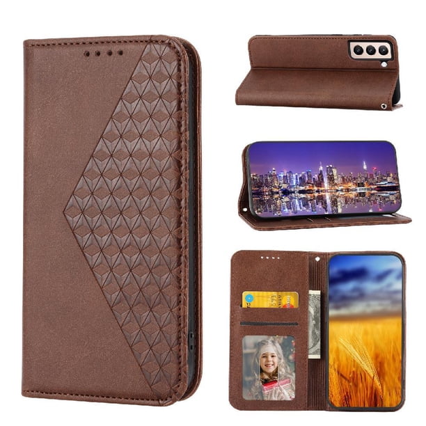 Funda Flip FOXDOCK para Samsung Galaxy S22 , Estilo Billetera con Diseño Rombo, Correa de Mano y Soporte, Uso Diario