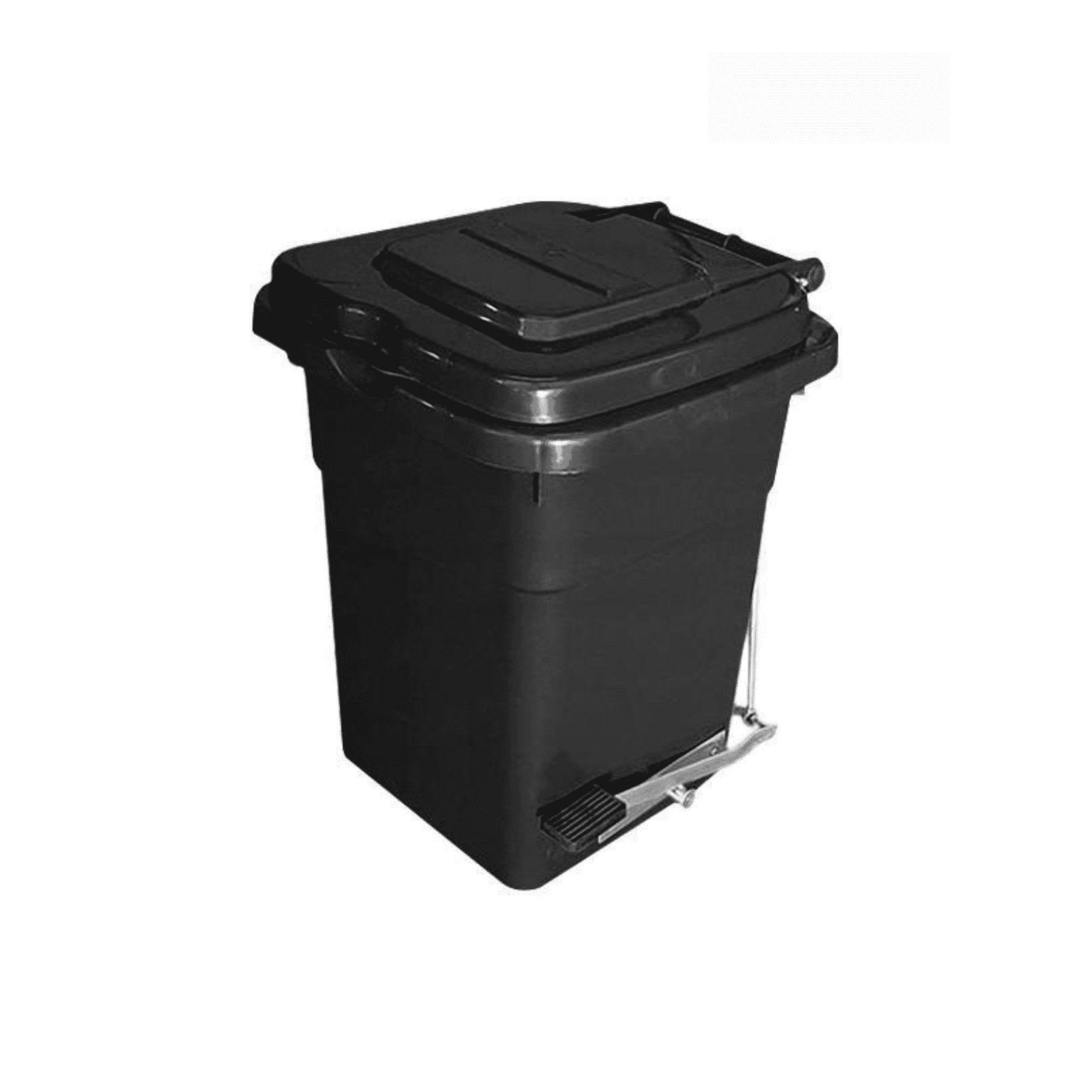 Industrial Partner - Basurero Plastico Con Tapa Y Pedal 50 Litros - Negro