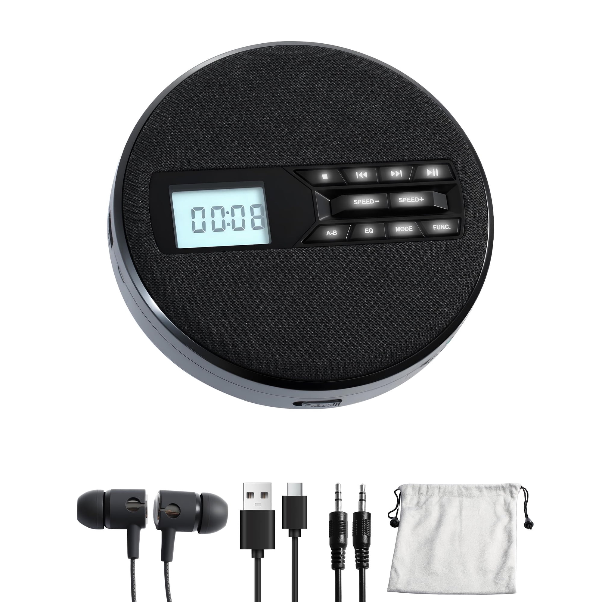 Reproductor De Cd Portátil Sfooeoj Recargable Con Altavoces