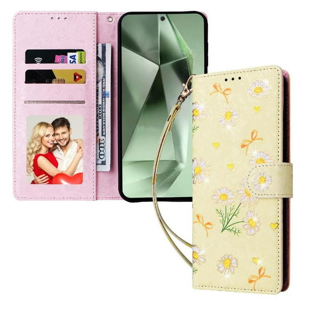 FOXDOCK Funda Tipo Cartera Floral para Samsung Galaxy S26 Plus ,Funda con Tapa de Cuero PU, Protección Antigolpes con Ranuras para Tarjetas y Soporte