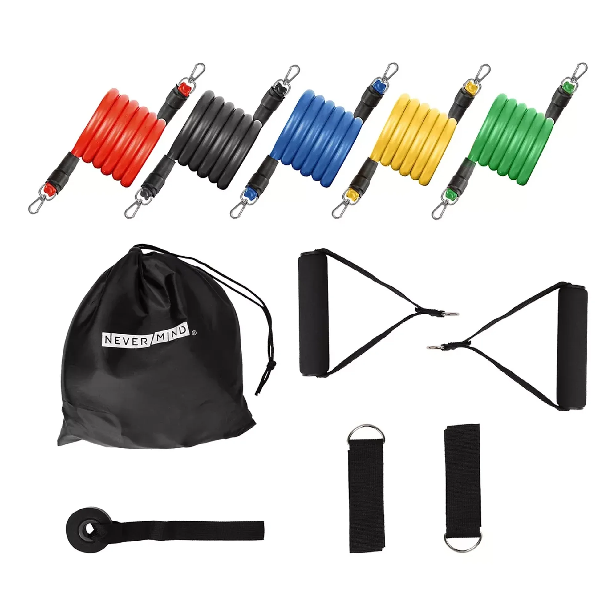 Never Mind - Set De 11 Bandas De Resistencia Tubulares Con Bolso
