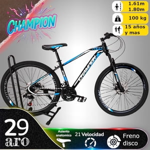 Vipnetwork - Bicicleta Aro 29 Champion 21 Veloc Y Freno Disco Azul