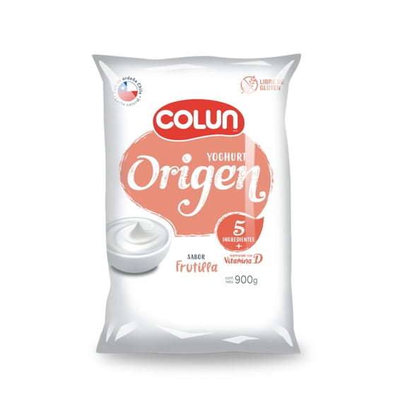 Yoghurt Colun Origen Frutilla, 900 g