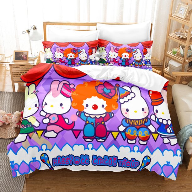 Happy Family Quilt Set RABBYCC Circus Carnival Bedding Set Double King Bed Set Children's Bedroom Down Coat Set 3Bed Sheets