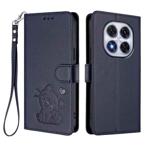 Xiaomi Redmi Note 14 Pro 4G Funda Billetera de Gato, Azul