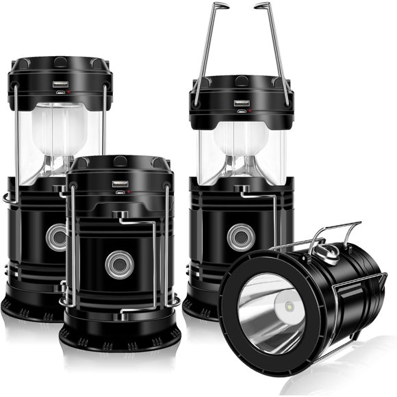 DIBMS paquete de 4 linternas solares de camping plegables