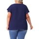 thumbnail image 3 of Agnes Orinda Blusas de Verano Casuales de Manga con Volantes y Cuello en V Texturizado para Mujer de Talla Grande 4X Azul Marino, 3 of 6