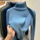 thumbnail image 1 of Suéter de cuello alto para mujer, top de otoño e invierno con forro polar, interior grueso, negro, camisa de manga larga para mujer, 1 of 6