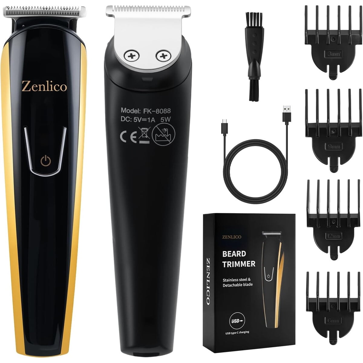 Cortabarba Zenlico Recargable Acero Inoxidable Typec