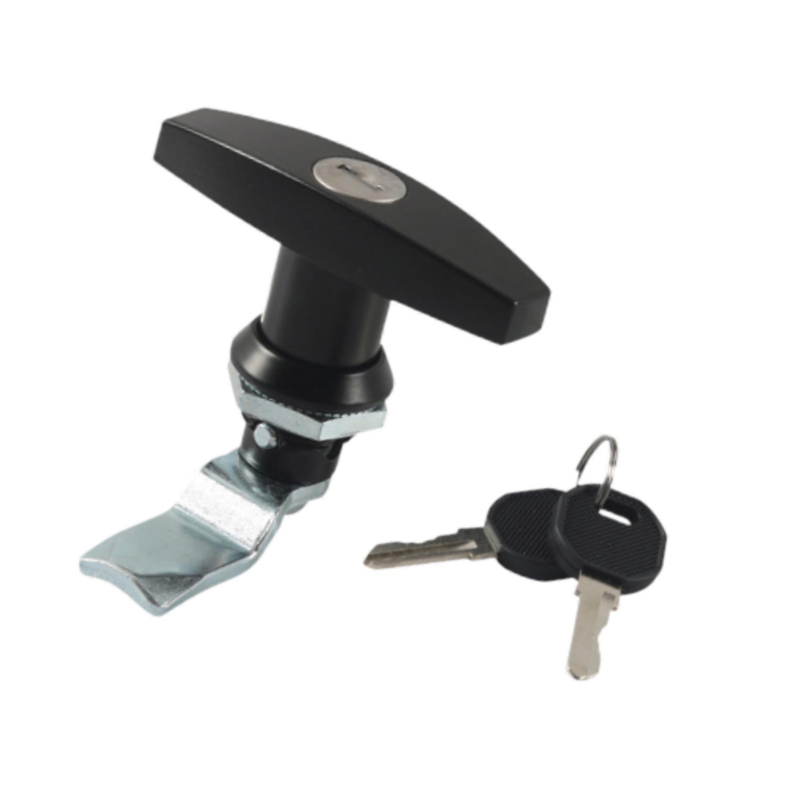 Bothyi - Cerradura Con Manija En T Y Llaves Para Caja De Herramientas, Gabinete Para Autocaravana, Transportador De Carga, Cobertizo, Pestillo Para Puerta, Color Negro