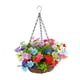 thumbnail image 1 of Flores Colgantes Artificiales En Maceta De Cesta Para Boda En El Patio Exterior, Coloridas, 1 of 5