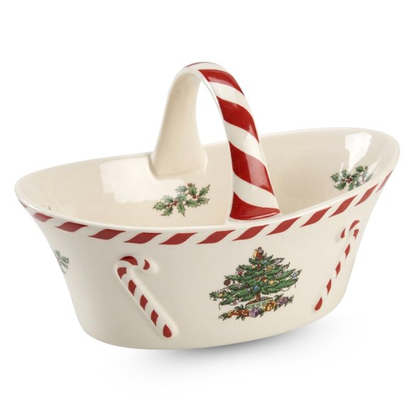 Cesta Spode con árbol de Navidad y mango color menta