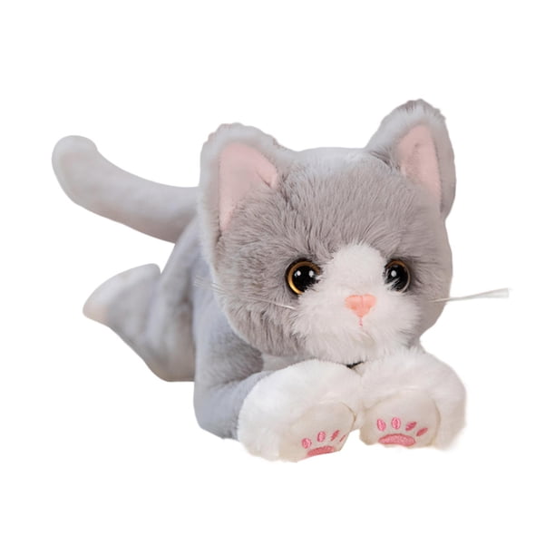 Muñeco De Gato De Peluche, Decoración Del Hogar, Gatito Abrazable, Animal De Peluche Para Niños De Familia, Gris