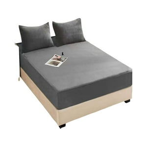 Teng Fei - Cubre Colchon Protector Impermeable Plush - Gris - 2 Plazas