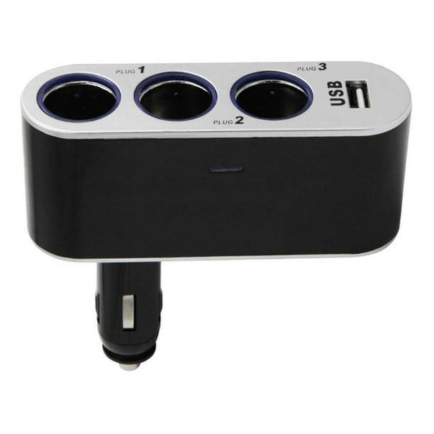 Adaptador Splitter Hub Encendedor De Auto + Puerto Usb gris oscuro