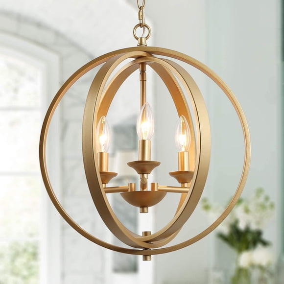 Candelabro KSANA de 3 luces esfera dorada 39 cm 120 V