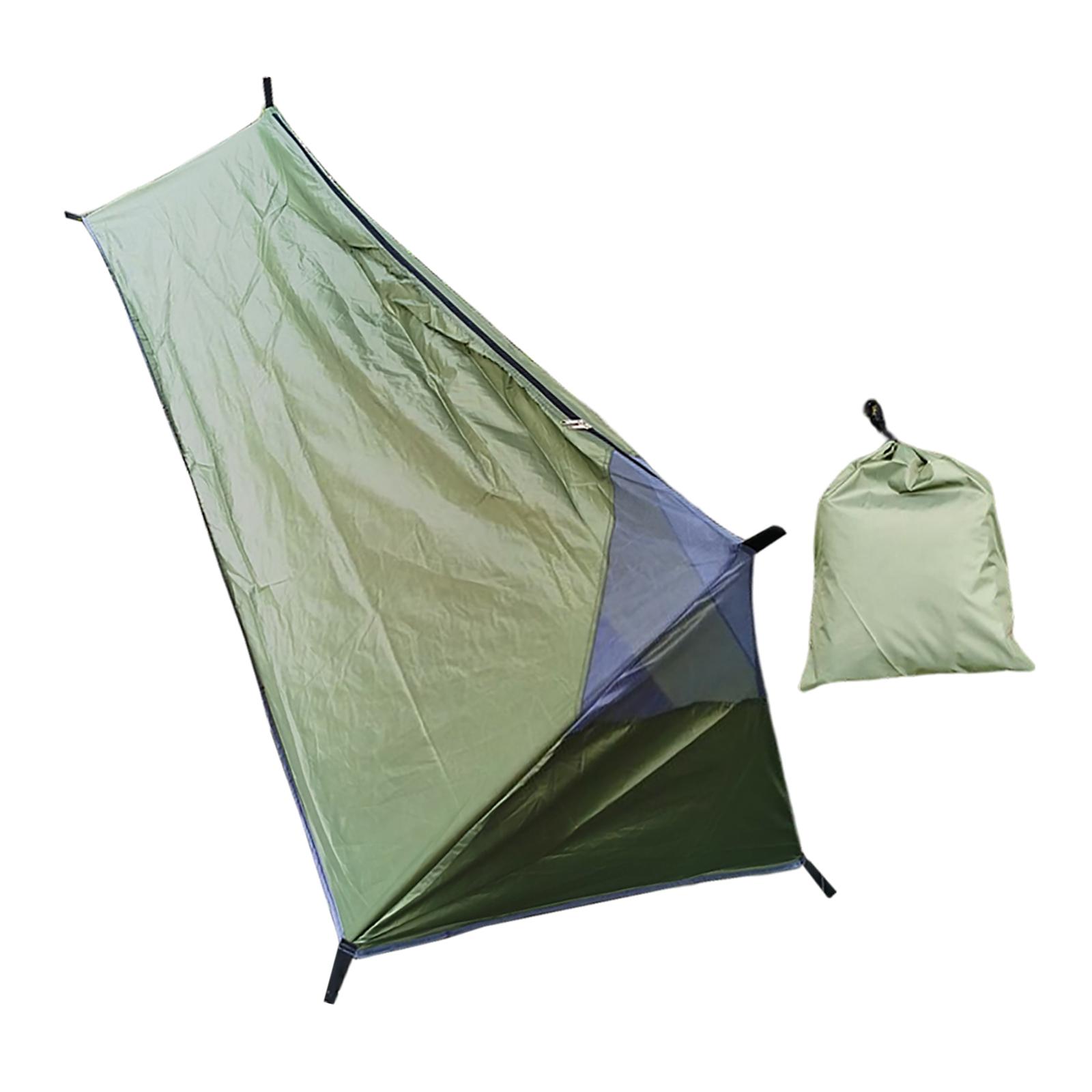 Magideal - Portable Camping Tent Waterproof 1 Person Shelter Trekking Pole Tent Shelter For Travel Mountaineering Hiking Outdoor Activities Ejercito Verde