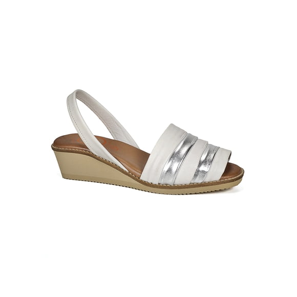 Sandalia Cuero Charmiane Blanco Plata