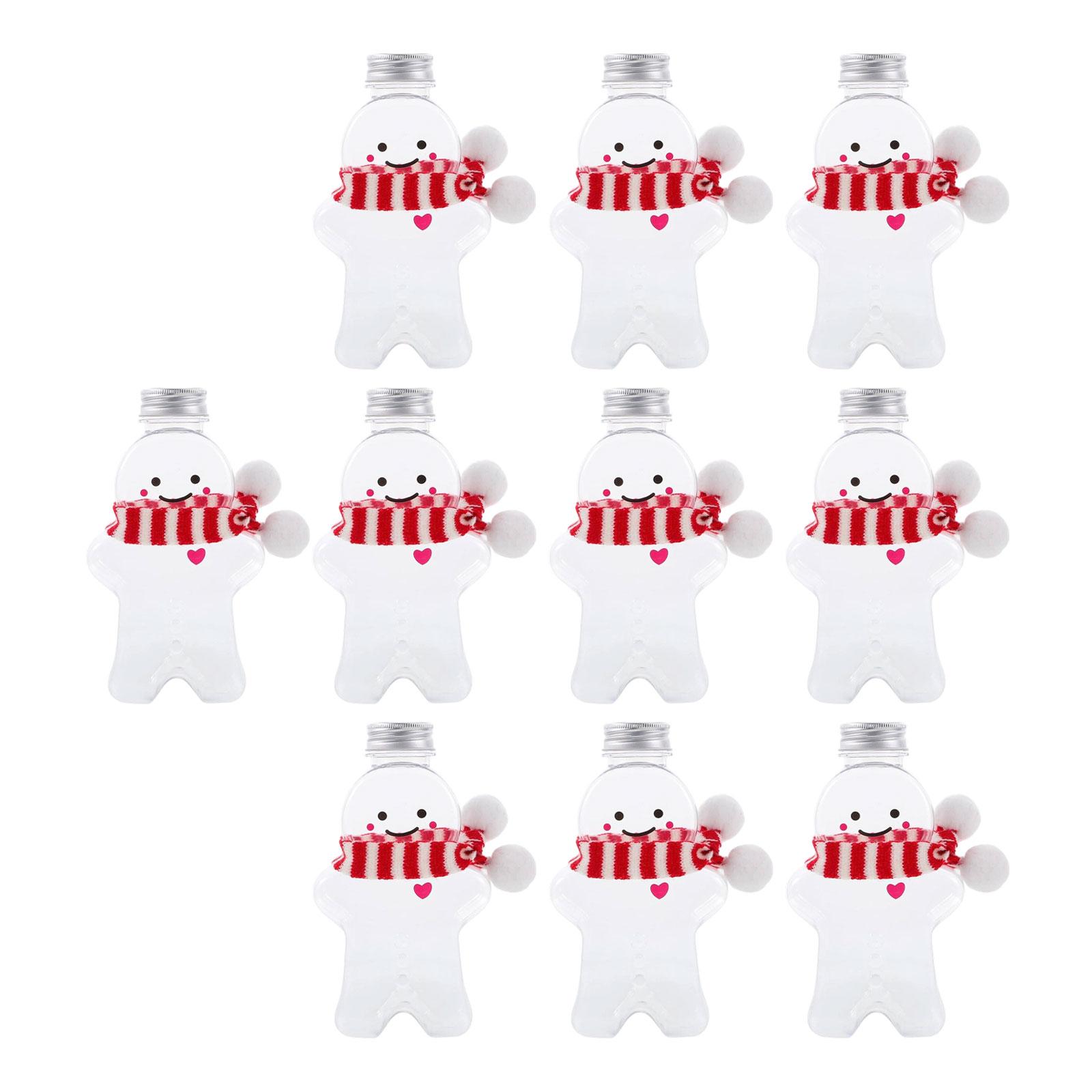 Magideal - 10 Botellas De Jugo Vacías Con Tapas Herméticas, Contenedor Multifuncional Para Bebidas, Botella Con Forma De Hombre De Jengibre Para Tienda De Té Con