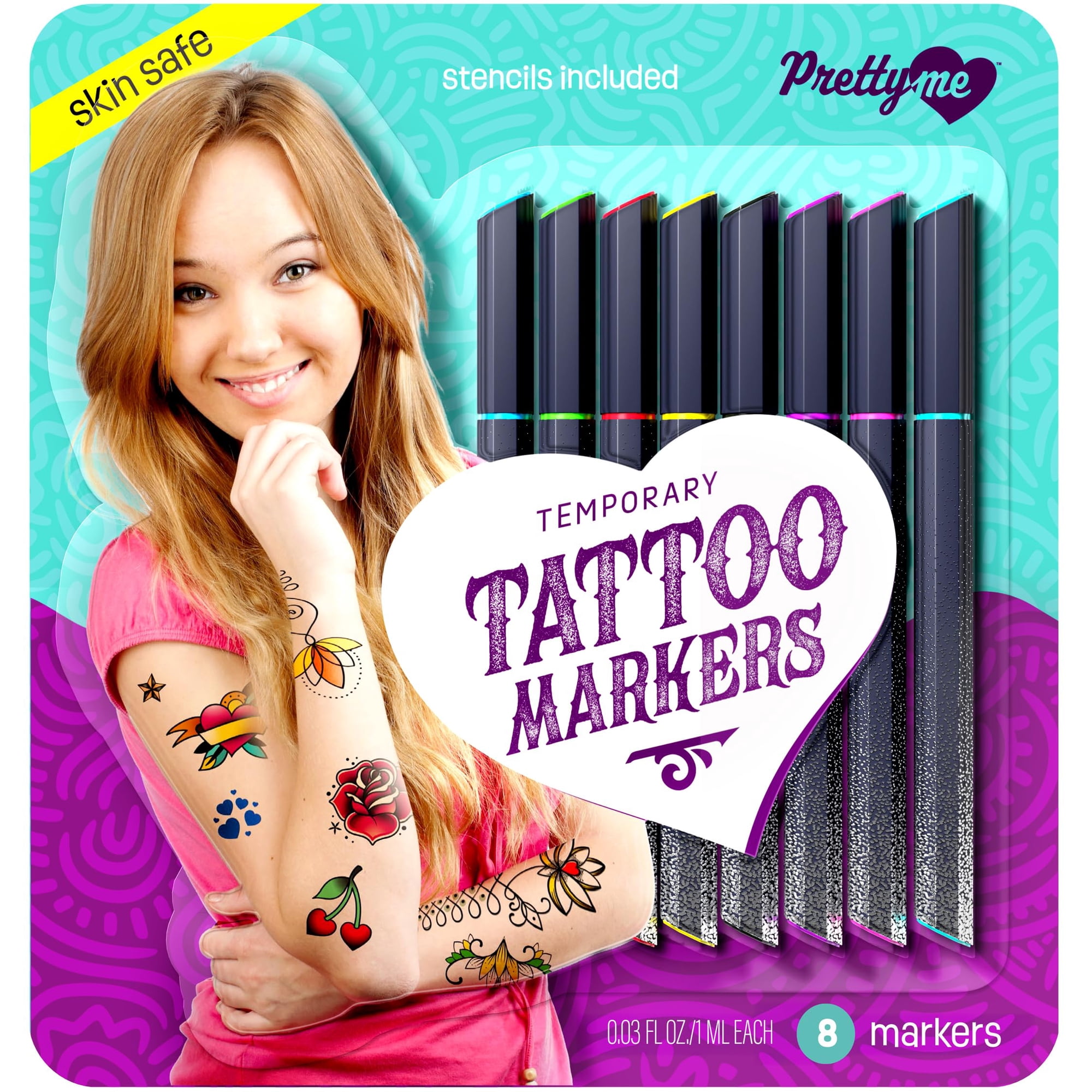 Pretty Me - Marcadores De Tatuajes Temporales, Kit De Tatuajes Corporales De Henna Para Niñas