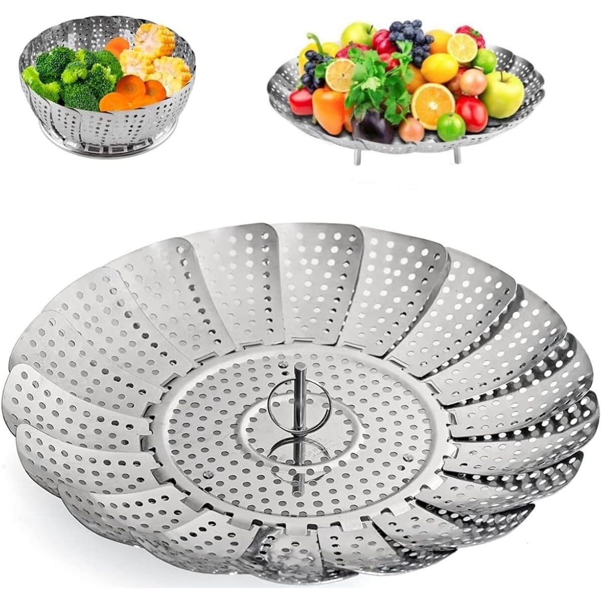 Cesta Vaporera Zocy Acero Inoxidable Ajustable 23cm Con Tapa