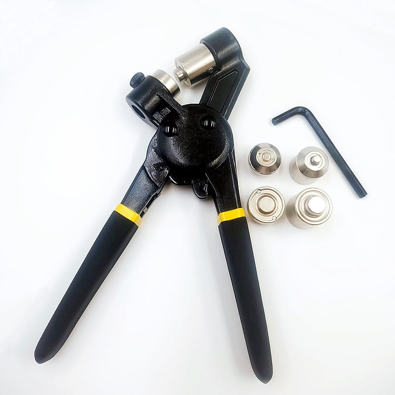 Xusx111 - Kit De Herramientas De Junta Pesada, Pinzas De Mano Negras De 10 Mm + 200 Conjuntos De Ojos De Plata + Punch Negro + Almohadilla, Herramienta De Agujero Manual Portátil, Adecuada Para Lienzo