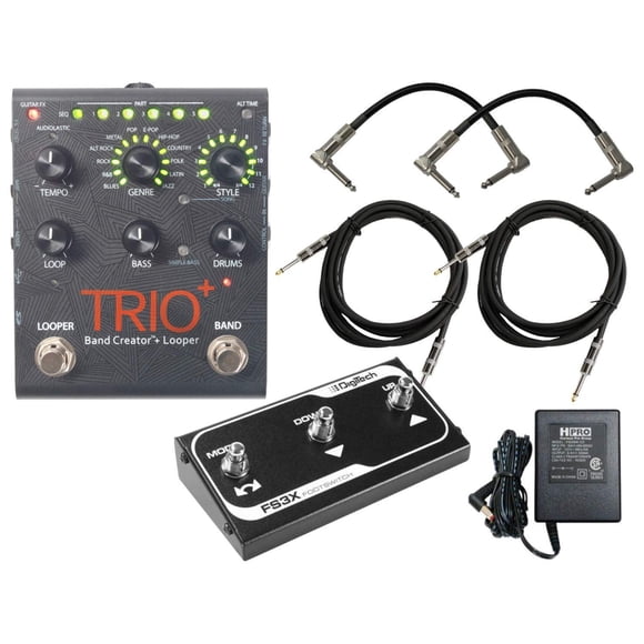 Pedal Looper DigiTech Trio+ Band Creator con FS3X y Cables Negro