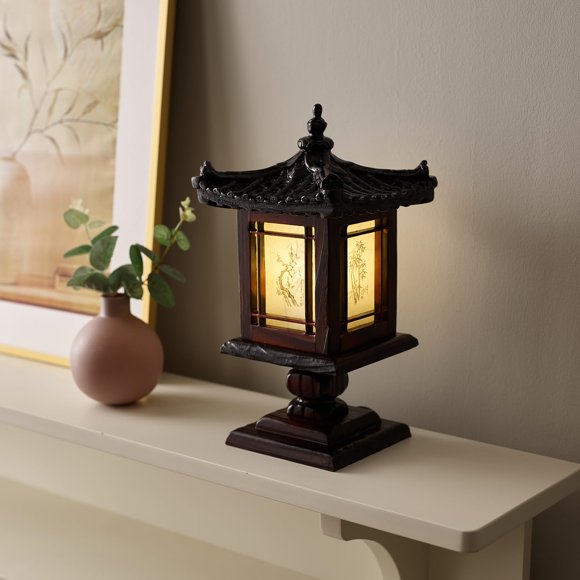 Lámpara de Madera Marrón con Diseño Hanok Coreano – Antique Alive