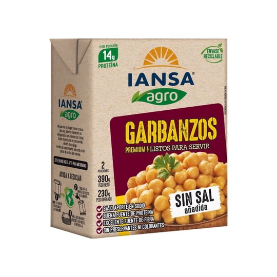 Garbanzos Listos Premium Caja Drenado 230 g - Neto 390 g Iansa Agro