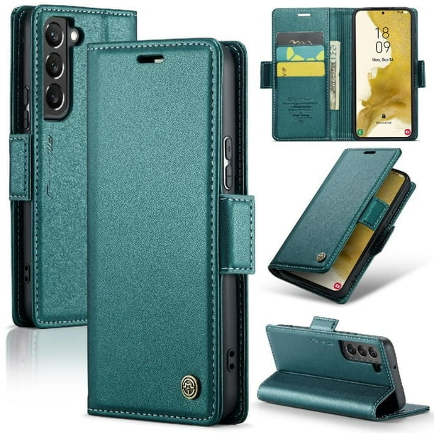 CaseMe tipo cartera Samsung Galaxy S22 con cierre magnético, RFID, tarjetero, soporte, carga inalámbrica