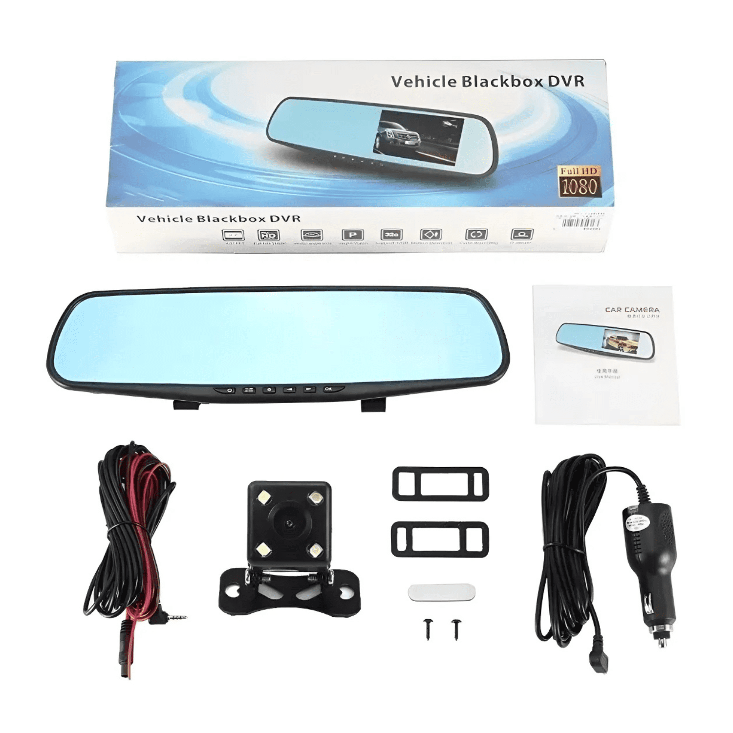 Genérico - Espejo Retrovisor Con Cámara Dvr | Seguridad Full Hd 1080p