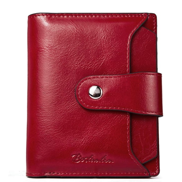 Cartera Bostanten De Piel Para Mujer Con Bloqueo Rfid Color Rojo