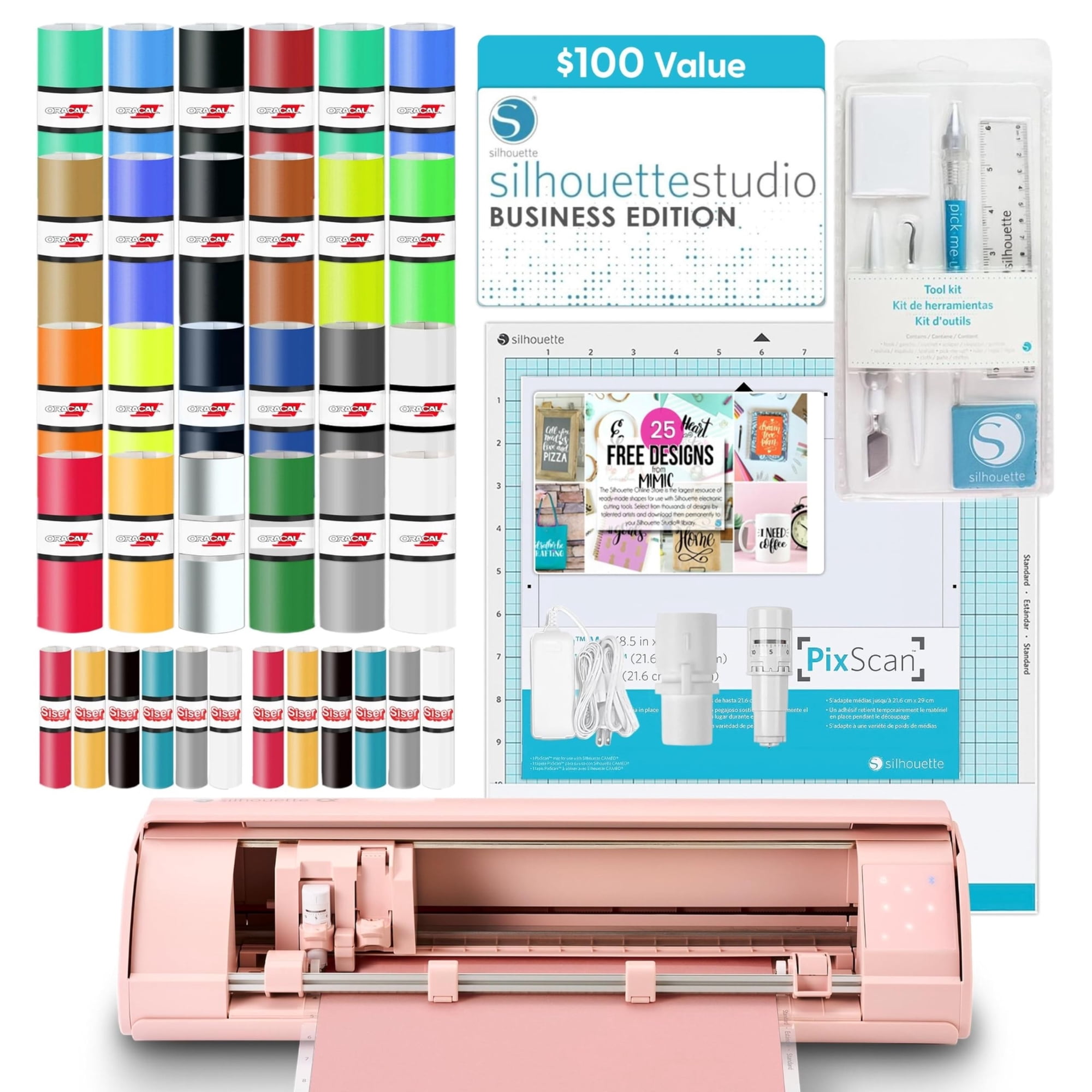 Silhouette America - Máquina De Corte Die Cut Silhouette Cameo 5 Alpha Bundle Rosa Mate