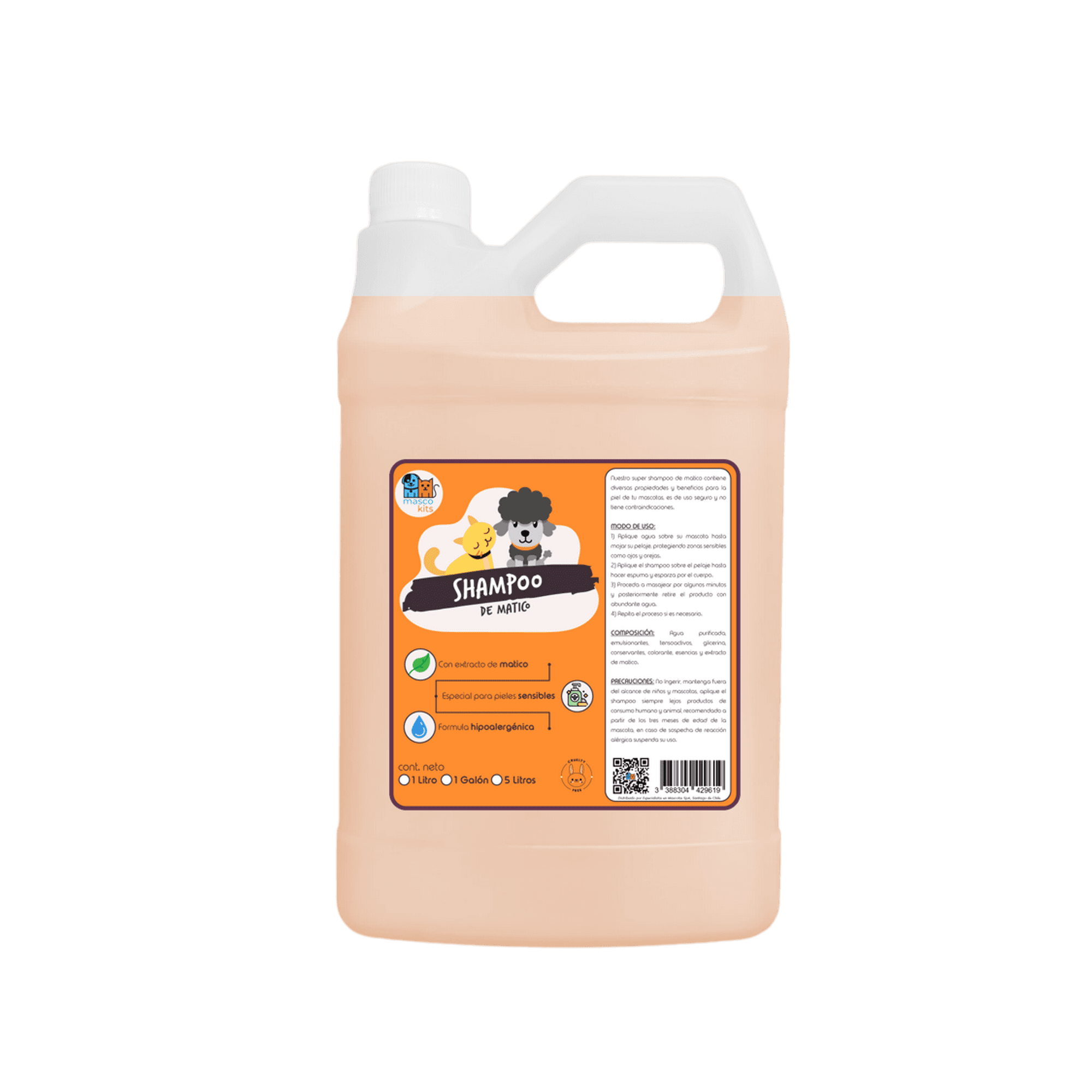 Mascokits - Shampoo De Matico Orgánico 1 Galón Mascotas - Perros