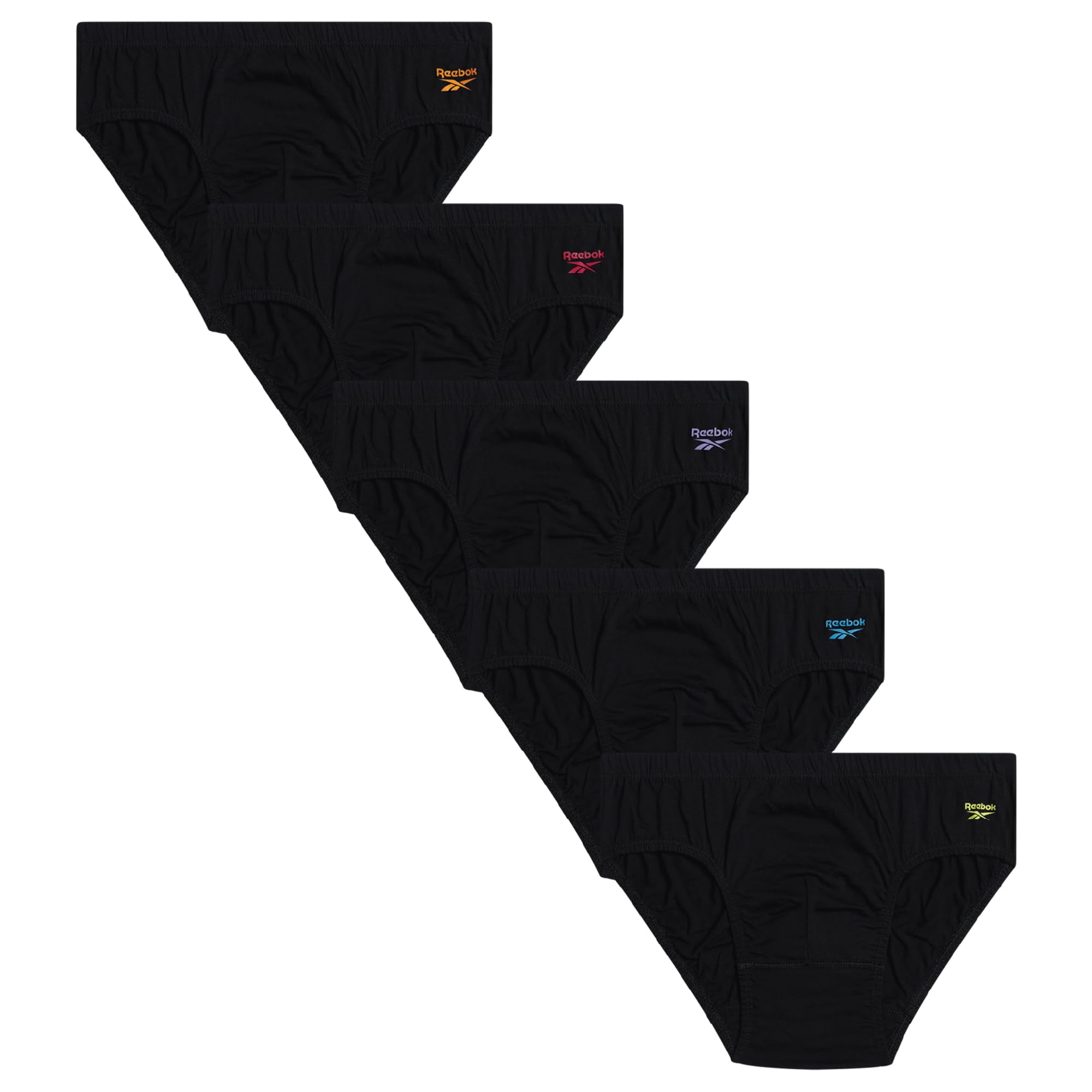 Calzoncillos Reebok De Talle Bajo Para Hombre, 5 Unidades, Algodón Suave, Completamente Negros